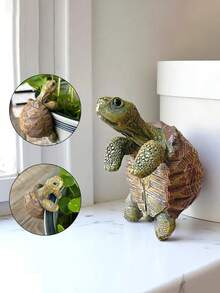 Animal Hanging Ornament For Pots - Resin Turtle Figurine, Creative Gift For Garden & Home Decor - Turtle - View 1