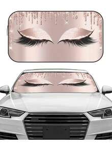 59.06" X 27.5" Foldable Car Windshield Sunshade - Innovative & Fun Auto Sun Visor Provides Maximum Protection, Keeps Your Vehicle Cool - Beautiful Eyelashes - View 3