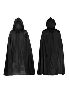 1 pieza Capa con capucha unisex para adultos, de tejido transparente negro, accesorio de disfraz de capa de una sola capa para bruja, demonio, vampiro, disfraz para Halloween, fiesta de máscaras, uso en actuaciones, longitud 1,7M, material transparente y ligero - Multicolor - Ver 1