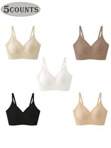 1/2/3/4/5Pcs Women's Push-Up Bra - High Support Wireless Comfort Fit With Removable Pads, Seamless Invisible Design & Adjustable Back Strap, Solid Color For Everyday & Special Occasions, Strapless Push Up Bra, Occasion Lingerie, Sleek Lingerie, Comfortable Fit, Flexible Material - Nhiều màu - Xem 1