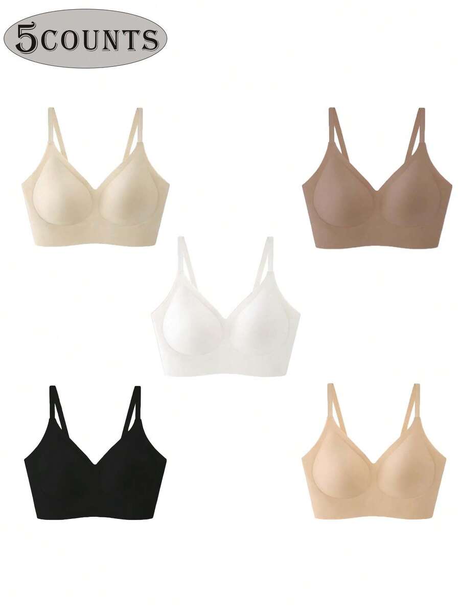 1/2/3/4/5Pcs Women's Push-Up Bra - High Support Wireless Comfort Fit With Removable Pads, Seamless Invisible Design & Adjustable Back Strap, Solid Color For Everyday & Special Occasions, Strapless Push Up Bra, Occasion Lingerie, Sleek Lingerie, Comfortable Fit, Flexible Material - Nhiều màu - Xem 1
