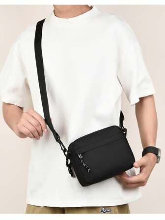 1 件牛津防水斜挎包男士单肩包，多功能户外休闲包斜挎包单肩包侧包方形包度假旅行必备大学生书包夏季礼物男士斜挎包圆筒包老钱万圣节圣诞礼物尖叫男包冬季感恩节手提包腰包沙滩包健身包黑色包徒步旅行大容量多功能便携时尚休闲度假腰包