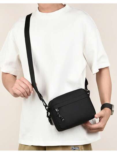 1 件牛津防水斜挎包男士单肩包，多功能户外休闲包斜挎包单肩包侧包方形包度假旅行必备大学生书包夏季礼物男士斜挎包圆筒包老钱万圣节圣诞礼物尖叫男包冬季感恩节手提包腰包沙滩包健身包黑色包徒步旅行大容量多功能便携时尚休闲度假腰包