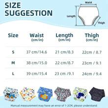 3/6片装可重复使用婴儿尿布，刺绣可重复使用婴儿训练内衣，男孩女孩学习内衣，透气，柔软舒适 - 彩色 - 查看 2