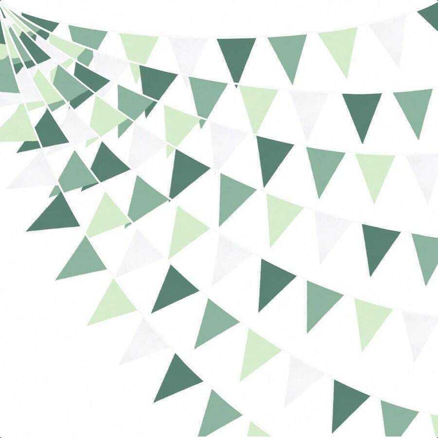 32Ft Sage Green Party Decorations Avocado Green Triane Flag Fabric Banner Pennant Bunting Garland Streamers For Birthday Wedding Baby Shower June  Summer Golf Christmas Outdoor Party Decor-0162 - 鼠尾草綠 - 查看 1