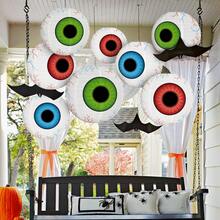 3pcs/Set Multi-Color Eyeball Shaped Round Paper Lanterns Decor, Halloween Theme Party Lanterns Suitable For Living Room, Bedroom, Dining Room, Yard Decoration