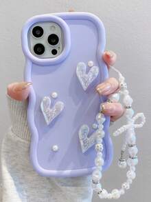 1 件 Big Wave 手机壳，琥珀色 V 形心形 + 锆石腕带，适用于 Apple 17、Redmi Note 11 4G、Galaxy A55、Infinix Note 30、Moto E30、Camon 20、Camon 20 Pro 4G、Spark 8C、Spark Go 2022、Smart 7、Smart 8 防水防震防摔防刮 - 紫色 - 查看 1