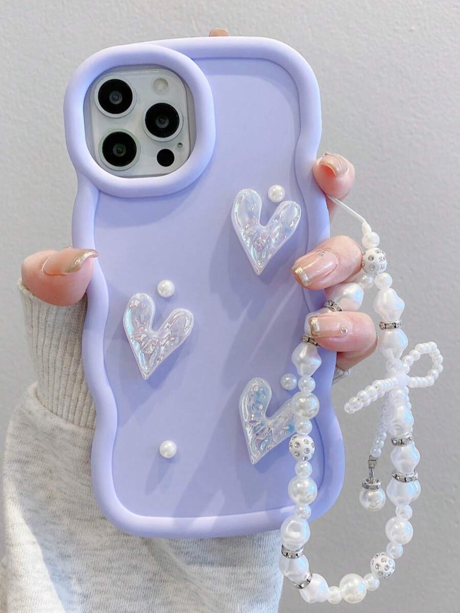 1 件 Big Wave 手机壳，琥珀色 V 形心形 + 锆石腕带，适用于 Apple 17、Redmi Note 11 4G、Galaxy A55、Infinix Note 30、Moto E30、Camon 20、Camon 20 Pro 4G、Spark 8C、Spark Go 2022、Smart 7、Smart 8 防水防震防摔防刮 - 紫色 - 查看 1