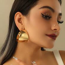 Light Luxury  Geometric Circle Earrings For Women - Elegant Retro Simple Design Earrings Niche - 銀色 - 查看 1