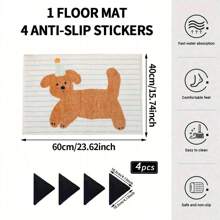 1 Pc Cartoon Dog Striped Bath Mat, Non-Slip Absorbent Flannel Rug, Machine Washable Polyester Blend, Rectangular Bathroom Floor Mat, Bedroom Bedside Rug, Living Room Area Rug, Home Decoration Rug Carpet Rugs Door Mat Room Decor Carpet For Living Room Kitchen Rug Bedroom Decor Blankets And Throws Rugs For Bed Room Bathroom Decor Room Decoration Stuff Living Room Decor Office Decor House Decor Home Decor Living Room Bathroom Rug Room Decor Aesthetic