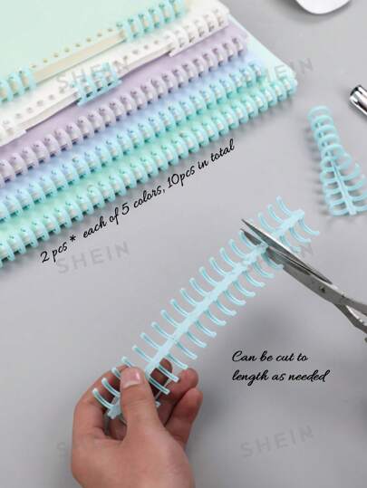 5/10件A4活页文件装订环30孔活页夹塑料围裙B5手册活页书线圈环可拆卸，5色混装随机