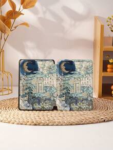 Bao da máy tính bảng tương thích với iPad Air 4/5 10.9 inch, iPad 7/8/9/10.2 inch, Họa tiết ghép ảnh Blues Dreamy City Moon Night, iPad thế hệ 10, Tương thích với Kindle Paperwhite thế hệ 12 năm 2024, Kindle (thế hệ 11) ra mắt năm 2022, Tương thích với Galaxy Tab S6 Lite 10.4 inch, Bao da có chức năng tự động ngủ/thức - Nhiều màu - Xem 10