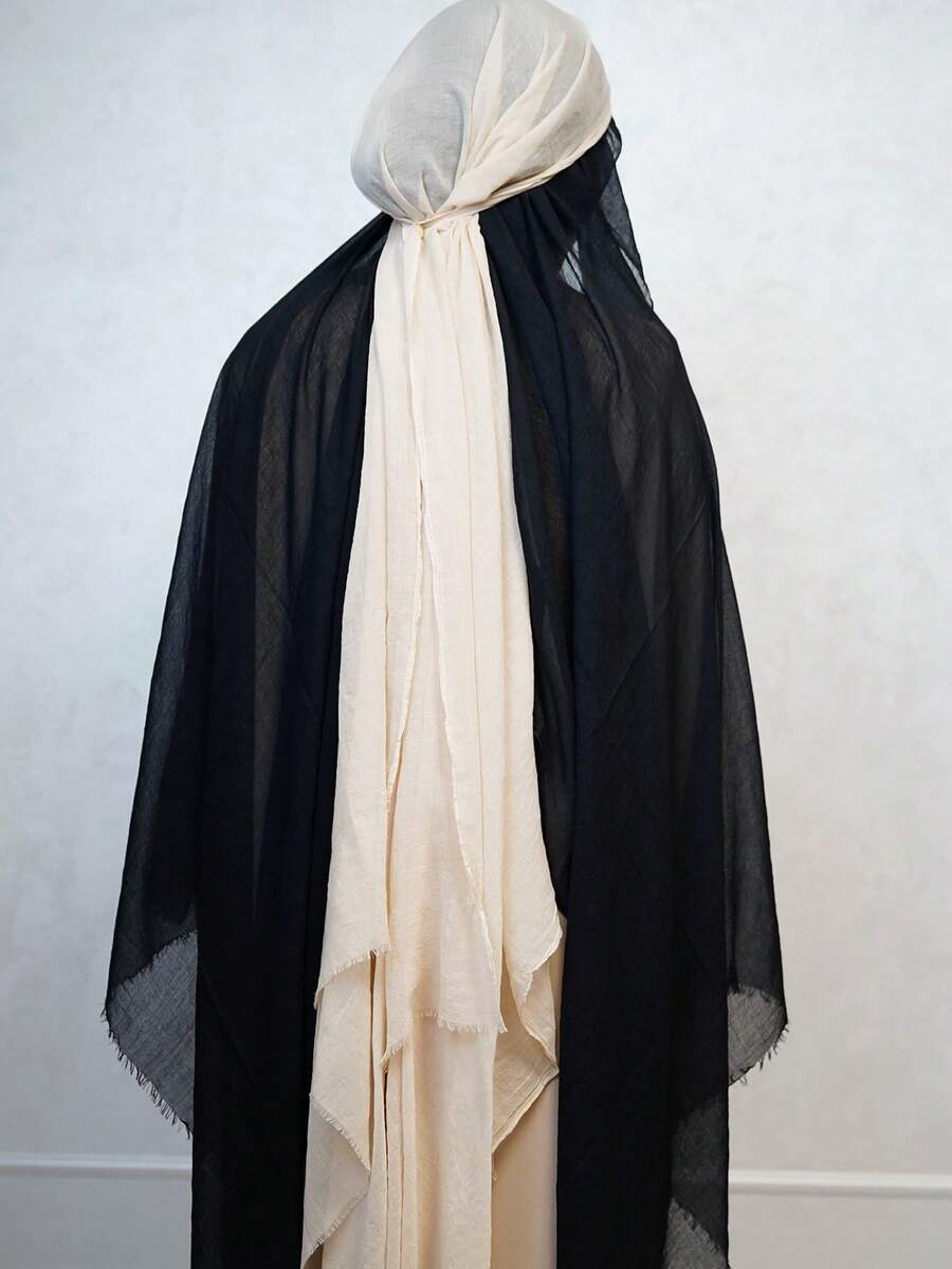 1 chiếc khăn choàng hijab modal dài mềm mại, nhẹ, màu trơn cỡ lớn dành cho nữ, mùa thu/đông - Nhiều màu - Xem 1