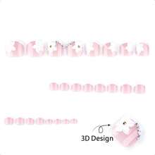 French Tip Press On Toenails Short Square Fake Toe Nails White Flower False Toenails 3D Floral Toe Press On Nails With Rhiness Design Ossy Pink Acrylic Toenails Summer Nails For Women 24Pcs-0345 - 粉色 - 查看 4