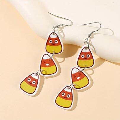 زوج أقراط أكريليك جميلة بتصميم حبات الذرة الثلاثية