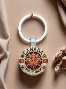 1pc Vintage Canadian Maple Leaf Keychain - Retro Floral Gear Design, Symbolizing Canada Since 1867 - Cultural For Canadian Enthusiasts, International Students And Returnees Car Accessories Cute Goth Y2k Halloween Accessories Teachers Day Christmas Gift Ideas Bag Accessories Lanyards With Id Holder Car Accessories Bag Charms