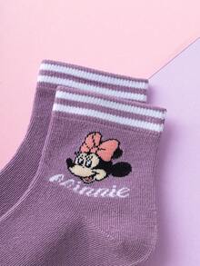 Disney 3/6 đôi tất họa tiết Minnie Mouse dễ thương chính hãng, tất dài đến bắp chân cho bé gái, tất kiểu hoạt hình Hàn Quốc cho bé trai, tất mùa thu/đông, tất cho bé sơ sinh, tất - Nhiều màu - Xem 3