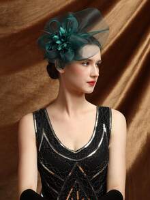 1 chiếc mũ cài tóc nữ kiểu Kentucky Derby, mũ dự tiệc trà, mũ lưới đính lông vũ, phụ kiện đội đầu cho đám cưới, tiệc cocktail, mùa hè, đi biển. - Nhiều màu - Xem 6