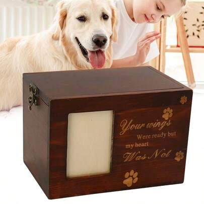 Pet Cremation Urn Ash Urns For Dogs Casket Wooden Box Commemorate Memory Box