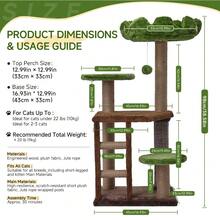 38 Inch Medium Cat Tree, Green Staircase Model Cat Climbing Frame, Multi-Tier Cat Tower With Cat Scratching Post, Cozy Perch Cat Playhouse Cat Climbing Frame - Green - View 2