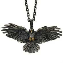 1 Piece Exquisite Hot-Selling Retro Falcon Necklace Eagle Spreading Wings Pendant European And American  Hip-Hop Disco Unisex - 黑色 吊墜+項鍊 - 查看 9