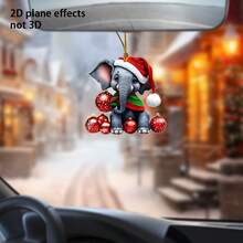 1 2D Flat Acrylic Sausage Dog And Elephant Patterned Holiday Pendant Wearing A Christmas Hat, Suitable For Christmas, And Birthdays - Perfect For Car Mirrors And Christmas Trees. The Acrylic Pendant Is Suitable For Christmas Tree Decoration, Backpacks, Keychain Decorations, And Christmas Tree Decorations Home Decor Christmas Decorations Room Decor