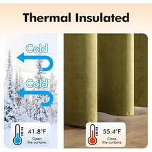 2 Panels Blackout Curtains Solid Soft Grommet Mustard Yellow Thermal Insulated Soundproof Room Darkening Curtains/Drapes/Panels Fall Living Room Bedroom 52 X 90 Inch - 苔綠色 - 查看 7