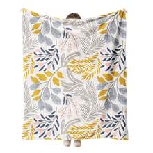 1pc Leaf Pattern Throw Blanket, Soft & Warm Plush Blanket For Home Decor, Living Room, Sofa, Nap, Lounge Chair, And Bedroom,Fall Decor,Autumn Decor,Room Decor - Multicolor - View 1