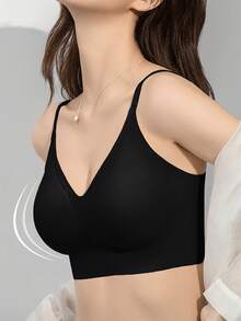 1/2/3/4/5Pcs Women's Push-Up Bra - High Support Wireless Comfort Fit With Removable Pads, Seamless Invisible Design & Adjustable Back Strap, Solid Color For Everyday & Special Occasions, Strapless Push Up Bra, Occasion Lingerie, Sleek Lingerie, Comfortable Fit, Flexible Material - 黑色 - 查看 4