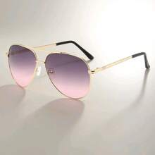 1 buc ramă ovală metalică pentru femei, retro, cu punte dublă, ochelari de soare pilot la modă, pentru vacanță, accesorii de plajă pentru femei, ochelari de soare în formă de aviator
