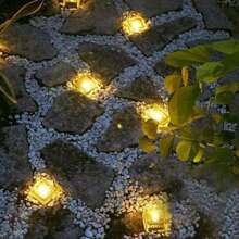 1/4/6 件太阳能方形冰砖灯，带自动传感器的嵌入式地面灯，LED 夜灯，适用于景观装饰、小路、楼梯、露台、花园 - 600mAh 暖光 - 升級款-冰磚燈 - 查看 6