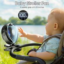 sweetfull 便携式夹式风扇，USB充电，带数字显示屏，2000mAh*2电池容量，4档风速可调，360°旋转，适用于桌面、户外露营和运动。 - 彩色 - 查看 13