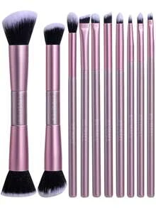 BS-MALL High Quality 10pcs Purple Dual-Ended Makeup Brush Set With Paper Box Full Face Makeup Brushes Makeup Tools Set Foundation Brush Blush Brush Contour Brush Eyeshadow Brush Set - Purple - View 8