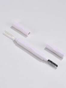 1支白色双头眉刷化妆刷睫毛卷翘眉梳美容工具便携式双头防尘不锈钢梳子带保护盖，两端多功能睫毛梳睫毛刷、眉刷、眼影刷、螺旋刷、螺旋刷、赠品 - 彩色 - 查看 5