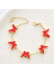 1pc Gold-Color Hollow Clover Minimalist Luxury Women Bracelet