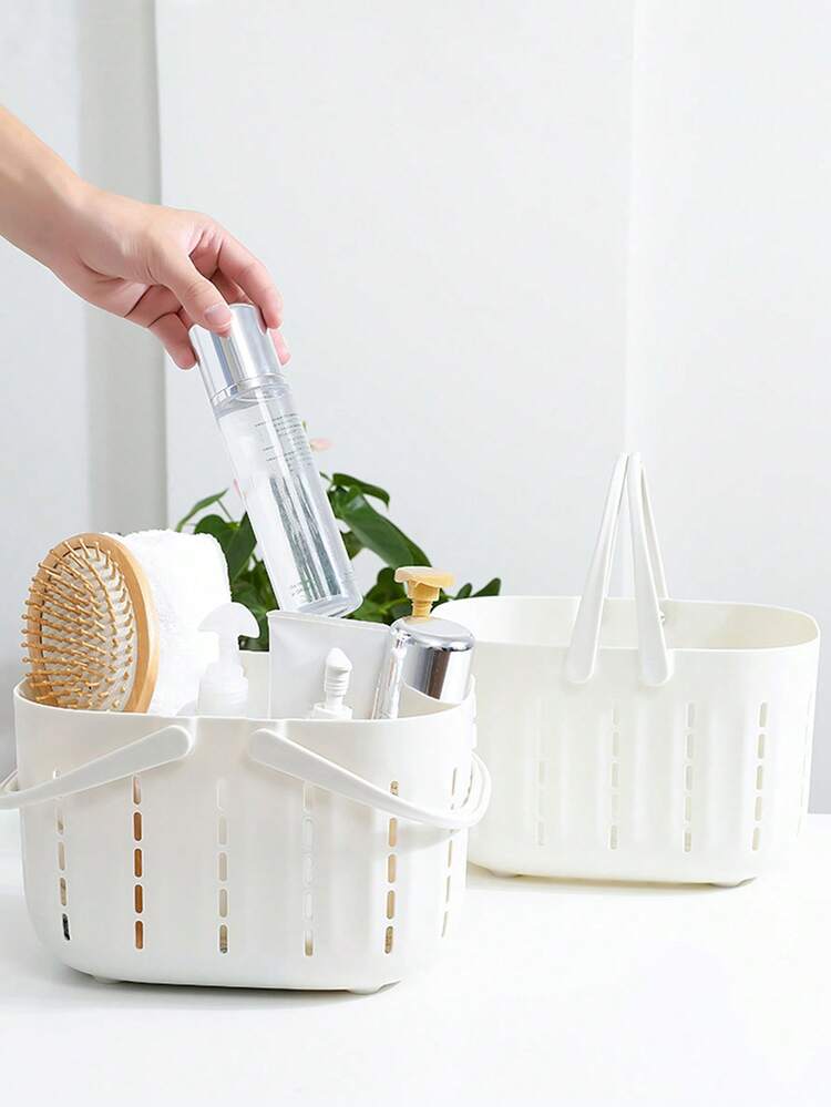 1 件/2 件镂空浴室储物篮，便携式手持储物篮，用于存放清洁用品，适用于家庭、浴室、淋浴房、学校和学生宿舍。 - 彩色 - 查看 7