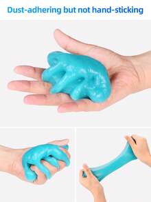 1pc 70g Blue Soft Gel Cleaner, Suitable For Car Air Vent, Car Interior, Keyboard, Corners, Desk Cleaning - Blue - View 4