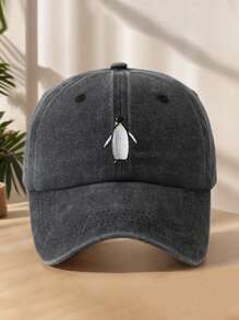 1pc Unisex Embroidered Penguin Cute Fashion Camping Fishing Baseball Cap, Outdoor Casual All Season Curved Brim Hat, Soft Crown Stylish Cap, Adjustable Size, Suitable For Daily Matching, Holiday Gift