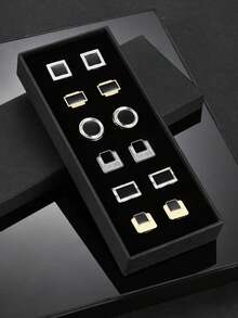 6 Pairs Assorted Gold & Silver Metal Cufflinks, High-End Business Gift Box Set For Men, All Season