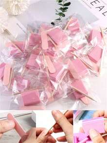 60/30/15/3件一次性美甲套装，30套独立包装美甲套装-迷你指甲锉，迷你指甲抛光器，美甲棒，适用于沙龙家居 - 粉色 - 查看 4