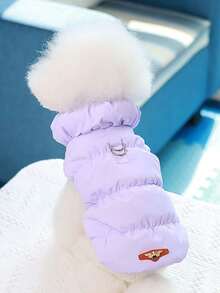 2 腿宠物背心衣服，带扣的温暖冬季服装，适合中小型犬和猫 - 粉色 - 查看 8