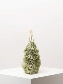 花卉 3D 玫瑰手提包、花卉包、新娘派对包、舞会包、女士舞会礼服、舞会配饰、婚礼用品、优雅女士包（图案随机） - 綠色 - 查看 5