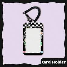 1 pieza Tarjetero invertido con oveja amarilla y blanca, protector de tarjeta de campus, tarjeta de autobús, tarjeta de estudiante, tarjeta de acceso con cordón retráctil negro a prueba de polvo y protección contra caídas - casquillos de resorte - Ver 8