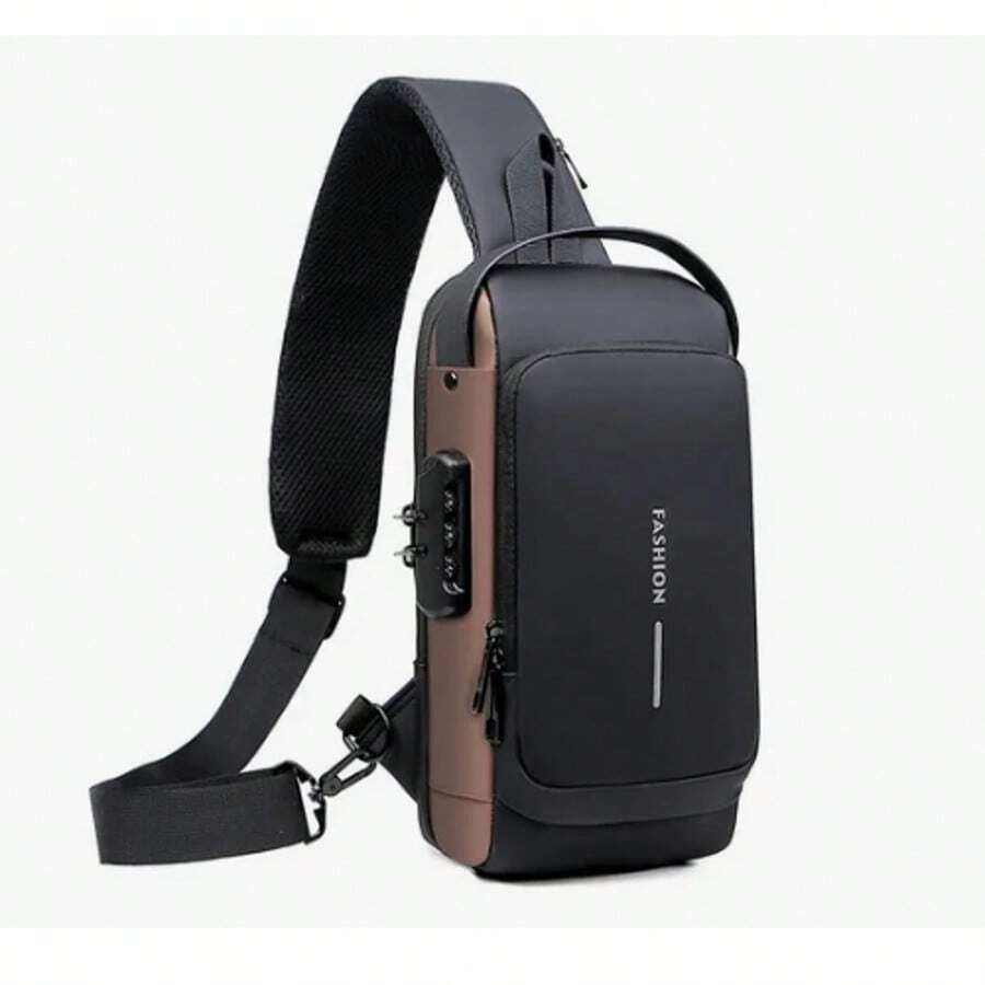 Mochila Cruzada Impermeable Y Antirrobo Mochila Antirrobo Unisex Con Puerto Usb Y Bloqueo Contraseña Mochila Multifuncional Actividades Al Aire Libre -Marrón