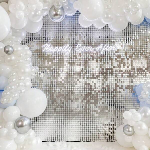 Gold/Sliver Shimmer Wall Backdrop 12PCS/24PCS Gold/Sliver Sequins Backdrop Decoration Panels, Photo Backdrops For Birthday, Anniversary Wedding Engagement Decoration