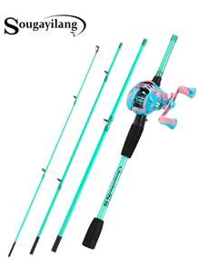 SOUGAYILANG CASTING COMBO SET: 7.2:1 High-Speed Baitcasting Reel (17+1 BB, CNC Aluminum Spool, 5+1 Magnetic Brake) + 30T Carbon Matrix Casting Rod (4-Piece Travel Design, EVA Handle, ABS Reel Seat) - Back To School Fishing Gear For College/Teen Anglers - Multicolor - View 25