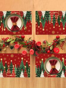 1/2/4/600Pcs Christmas Eucalyptus Theme Placemats, Polyester Placemats, Christmas Eucalyptus Theme Design Style Placemats, Suitable For Christmas Tabletop Decoration, Christmas Party Gathering Home Decor. 30x45cm. - Multicolor - View 10