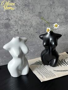 <大胆的曲线，永恒的对比>，1 件现代女性身体花瓶，极简主义砂岩树脂雕塑用于花卉展示，美观的北欧风格家居装饰点缀，优雅的装饰品，适合客厅、卧室、办公室、架子和桌面，非常适合婚礼艺术装饰、母亲节礼物 - 彩色 - 查看 5