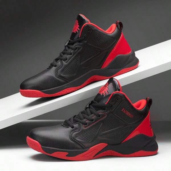 Men's Basketball Shoes, Anti-Slip Shock Absorbing Lace-Up Training Sneakers, Fashionable Comfortable Outdoor Casual Sports Running