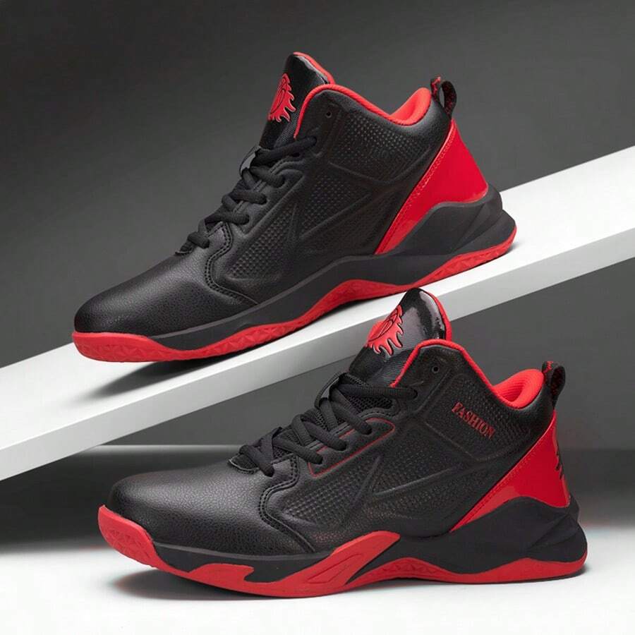 Men's Basketball Shoes, Anti-Slip Shock Absorbing Lace-Up Training Sneakers, Fashionable Comfortable Outdoor Casual Sports Running